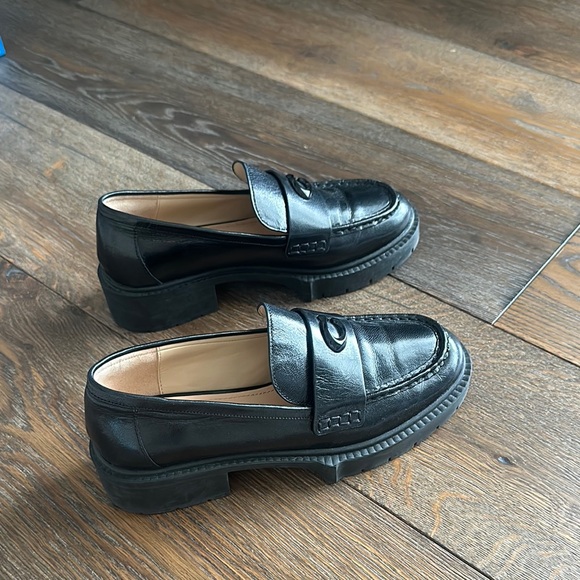 Coach Black Leather Loafers - Picture 1 of 4